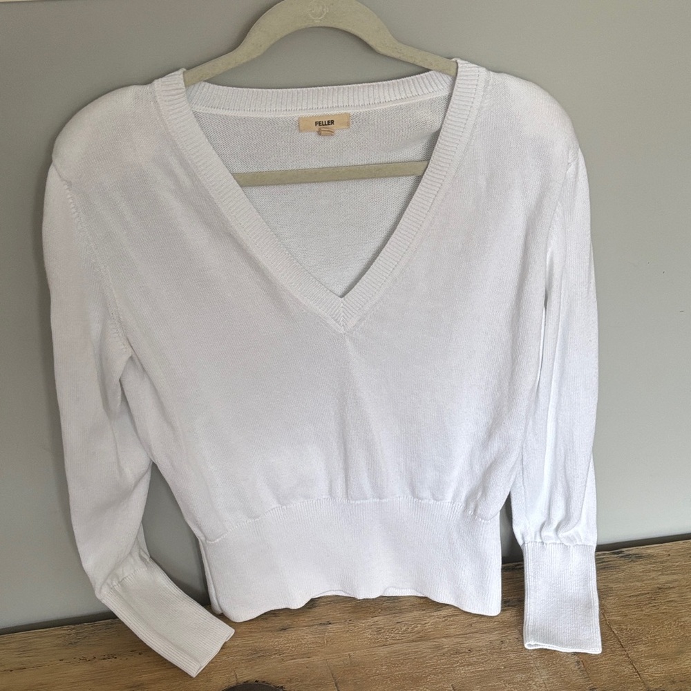 Feller White V-Neck Sweater